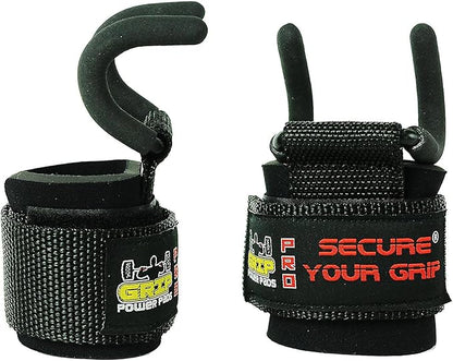 Weight Lifting Rod Hooks Heavy Duty Wrist Wraps Power Weight Lifting Training Gym Grips Straps Set of 2