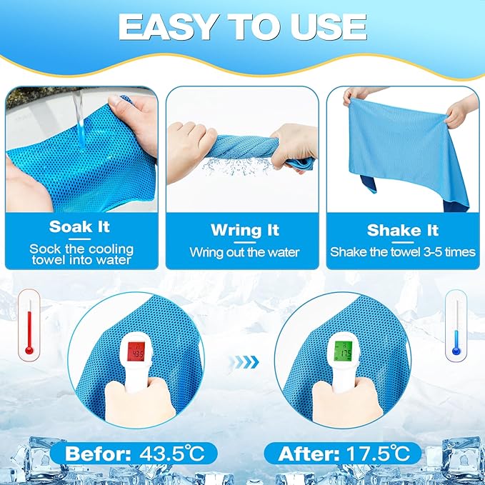 MENOLY 30 Packs Cooling Towels Bulk Gym Cooling Towels for Neck and Face Sweat Workout Cooling Neck Rags for Sports Yoga Soft Microfiber Breathable Rags for Hiking Running Fitness-Multicolor