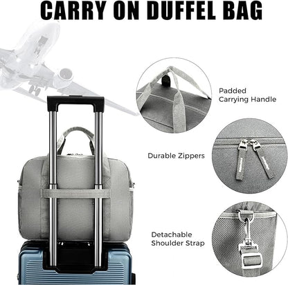 14 inch Small Gym Bag for Men & Women, Mini Duffle Bag for Travel Sports, Lightweight Carry On Duffel Bag, Grey