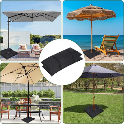 Umbrella Base Weights Sand Bags, 6 x 55LBS Fillable Sandbags for Outdoor Umbrella Stands, Cantilever Umbrellas, Trampolines, Patio Furniture, Garden Backyard Poolside Accessories Black (Without Sand)
