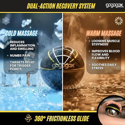 gogogox Cryosphere Cryo Cold Massage Roller Ball, 60mm Ice Roller for Sore Muscle Relief - Plantar Fasciitis Deep Tissue Massager, Cold Therapy Non Electric Hand Held Foot Hip Leg Massage Ball Roller