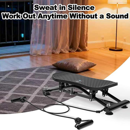 Indoor Rock Stepper w/ Resistance Bands, Sliding Balance Board Trainer Machine for Full Body Card Workout, Non-Slip Stable Home Exercise Equipment for Legs Core Arms Training, Compact Fitness Stepper