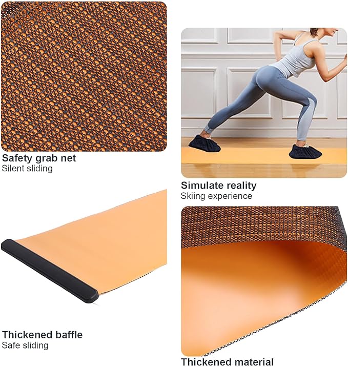 Workout Slide Board, Exercise Sliding Board Equipment with Shoe Booties for Full-Body Strength Training, Speed and Balance Exercises