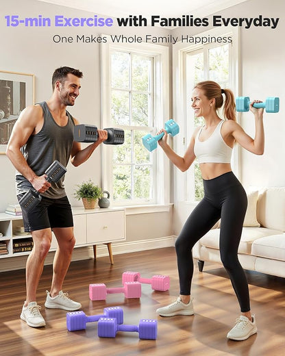 FEIERDUN 5-in-1 Adjustable Dumbbell Set of 2, 12LBS/20LBS Hand Weights for Women, Men, 1s-Adjust Dual-Stable Dumbbell Set for Women Home Gym & Outdoor