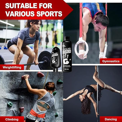 Pro Grade Liquid Chalk Low-Mess Gym Chalk for Weightlifting, Gymnastics, Rock Climbing, Dancing, Dries in Seconds (2 oz, 2 Pack)