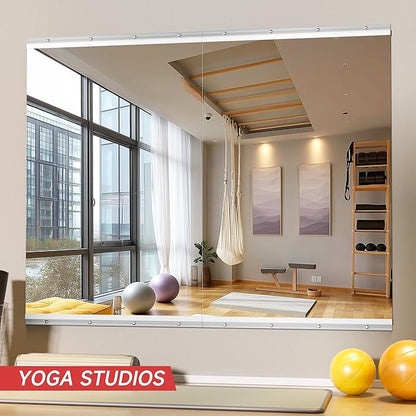 Home Gym Mirror, 48" x 32", 2PCS Large Full Body Mirror for Yoga, Silver Frameless Tempered Glass, Wall-Mounted Wall Mirrors for Home Gym, Workout, Garage, Bedroom, Bathroom, Dance Studio