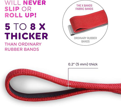 The X Bands Exercise Resistance Bands - Non-Slip Extra Thick Fabric Hip Loop Booty Bands - 20, 30, 40, 50 lb - Fitness Workout for Legs, Butt Training, Stretching, Yoga