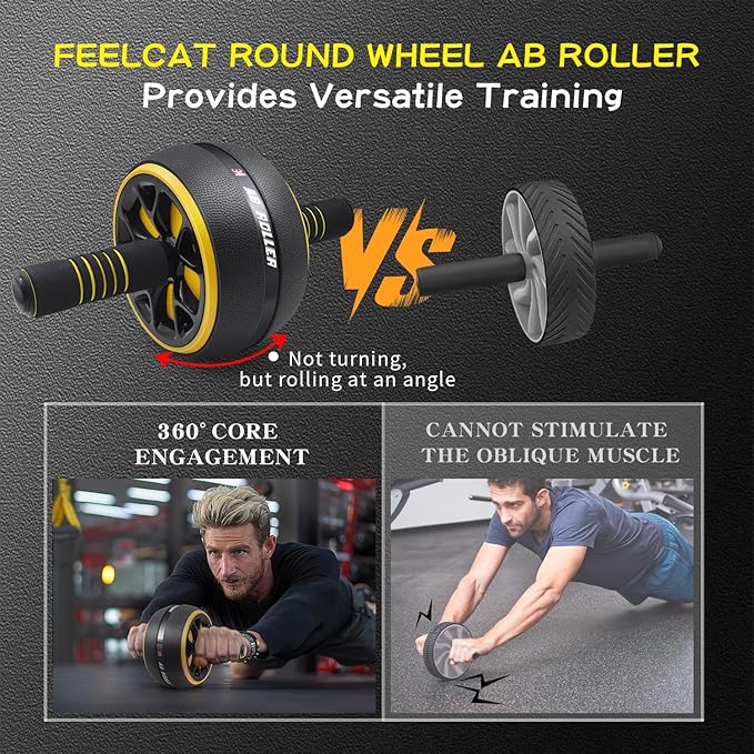 Ab Roller Wheel,Stable Wide Wheel For Beginner,Men,Women,Abs & Core Workout Equipment For Home Gym With Knee Pad,Abdominal Wheel For Full-Body Strength Training