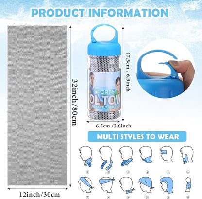 12 Pack 32 x 12 in Cooling Towels Bulk for Neck and Face Microfiber Ice Towel Sweat Towels Breathable Soft Chilly Towel Portable Cool Neck Rags for Yoga Sport Gym Workout Fitness