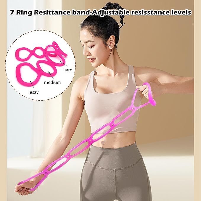 7 Ring Adjustable Loop Resistance Bands for Working Out Walk at Home，Workout Bands Exercise Stretch Band for Women&Men Fitness, Yoga, Pilates-Non-Slip, Durable Rubber, Home/Gym Use
