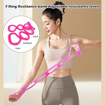 7 Ring Adjustable Loop Resistance Bands for Working Out Walk at Home，Workout Bands Exercise Stretch Band for Women&Men Fitness, Yoga, Pilates-Non-Slip, Durable Rubber, Home/Gym Use