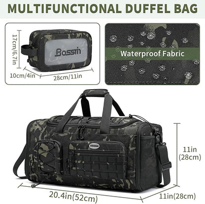 Bosstin Gym Bag for Men & Women,45L Travel Duffle Sports Duffel Bag Gym Weekender Overnight Backpack with Shoe Compartment (GREEN CAMOUFLAGE)