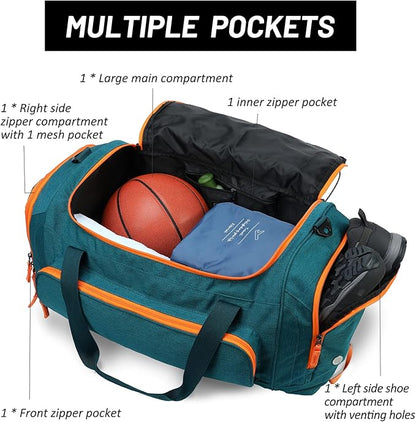 MIER Large Gym Bag for Men Sports Duffle Bag with Shoe Compartment 60L Lightweight Duffel Bags for Workout Fitness Travel, Blue