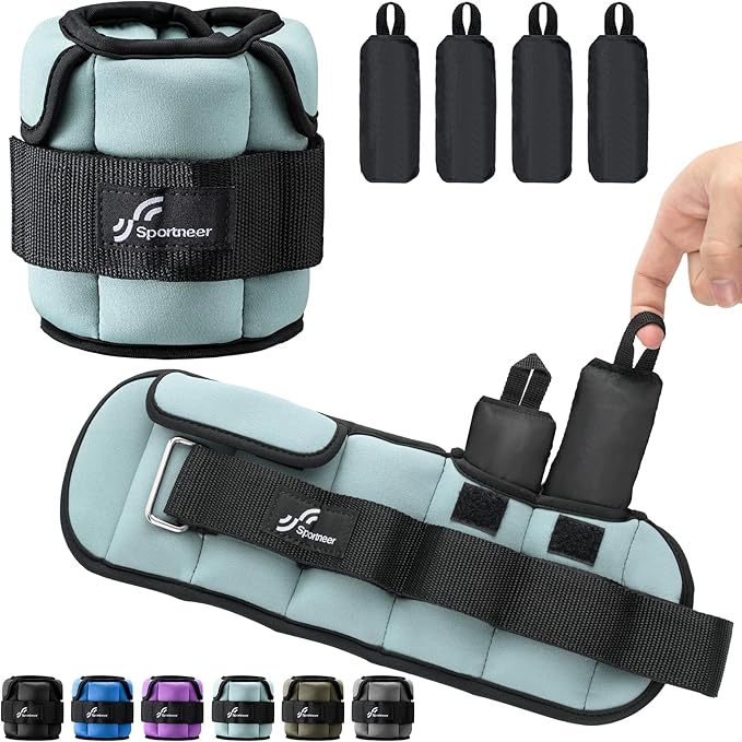 Sportneer Upgrade Adjustable Ankle and Wrist Weights for Women and Men 1-7 lbs / 1-10 lbs Set | Comfortable, Secure Fit for Walking, Running, Fitness, Physical Therapy, Home Gym