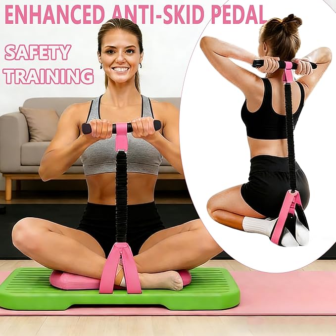 Pedal Resistance Band with Handle, Thickened Latex Tubes & Soft Foot Pedal, Full Body Workout Equipment for Glutes Legs Arms Waist, Pilates Physical Therapy Sit Up Gear for Home Gym