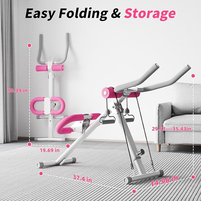Ab Machine, Adjustable Ab Workout Equipment, Ab Trainer Machine for Abs Workout, Ab Workout Machine for Body Shaping Foldable Waist Trainer at Home Gym