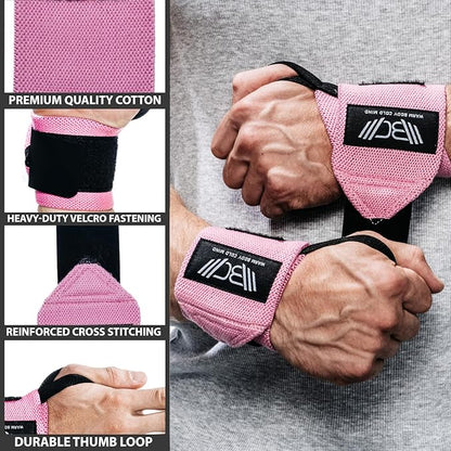 WARM BODY COLD MIND - Weightlifting Wrist Wraps for Cross Training, Powerlifting, Deadlift, Gym, Workout, Exercises & Fitness, Heavy-Duty Wrist Support, Thumb Loop