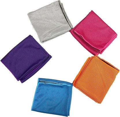 5 Pack Cooling Towel 47"x13.78"(120x35cm) Microfiber, Soft Breathable Chilly Towel Stay Cool for Yoga, Sport, Gym, Workout, Camping, Fitness, Running(5, Grey+Blue+Rose Red+Purple+Orange)