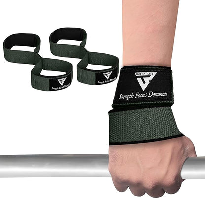 Weight Lifting Straps Figure 8, Anti Slip Strap with cuffs wrist Support for Gym Workout Deadlift Powerlifting Bodybuilding Weightlifting, Fitness Strength Training, Hand Bar Grip for Men