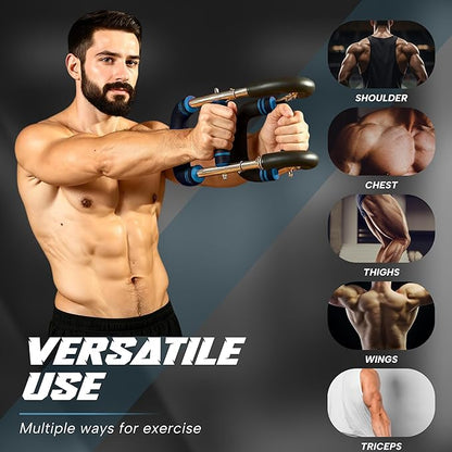 Twister Arm Trainer for Men and Women, Adjustable 5 Resistance Levels (33-120 lbs) Chest & Arm Workout Equipment with 4 Springs and Training Manual, Home Gym Strength Trainer with Anti-Slip Handles