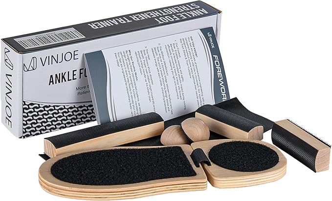 Ankle Foot Strengthener Trainer for Sprained Ankle, Ankle Balance Board for Stability Exercises, Severe Ankle Injury Rehab Physical Therapy, Anti-Slip Wood Wobble Board