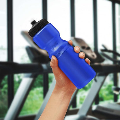 DISCOUNT PROMOS 28 oz. Push Cap Plastic Water Bottles Set of 6, Bulk Pack - Perfect for Gym, Hiking, Camping, Outdoor Sports - Reflex Blue