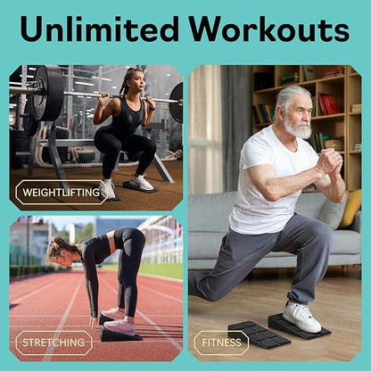 Squat Wedge Block Set of 3/5 - 960 LBS Capacity - Slant Board for Calf Stretching with 5 Stackable Angles - Calf Stretcher Slant Board - Workout Equipment - EPP Material for Exercise Equipment & Physical Therapy