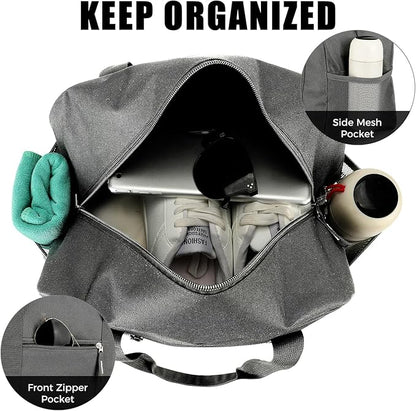14 inch Small Gym Bag for Men & Women, Mini Duffle Bag for Travel Sports, Lightweight Carry On Duffel Bag, Dark Grey