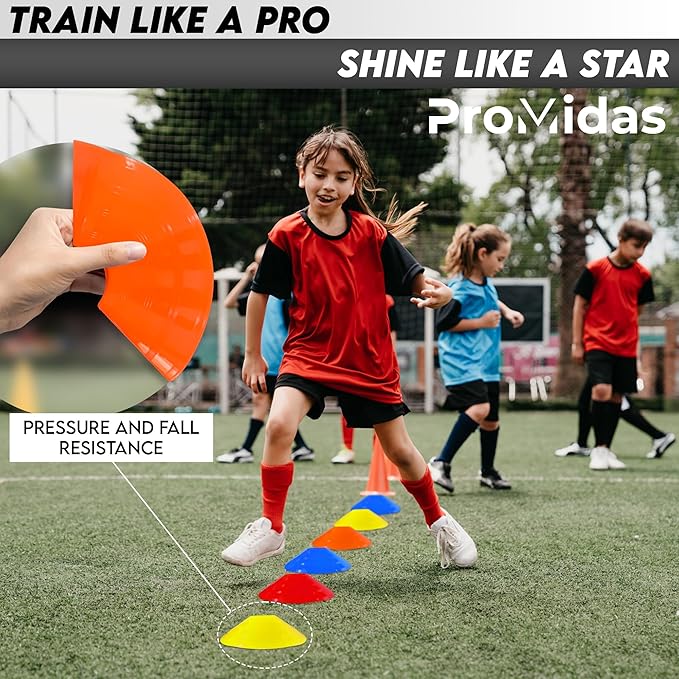 Disc Soccer Cones for Training Kids - 200,100,50 Small Plastic Cones for Sports Training - Flexible Conos for Soccer Practice Equipment, Basketball & Football Drills Equipment