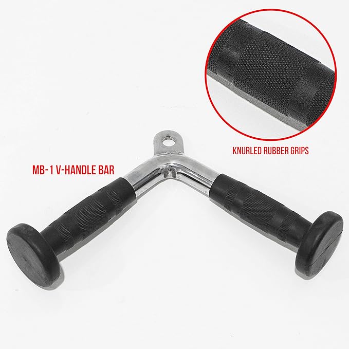 Valor Fitness Cable Machine Attachments - Tricep Rope, V-Bar, Single D-Handle, Rotating Straight Bar, Ankle Strap, Ab Crunch Harness, Triangle Chest Pull for Home Gym Equipment