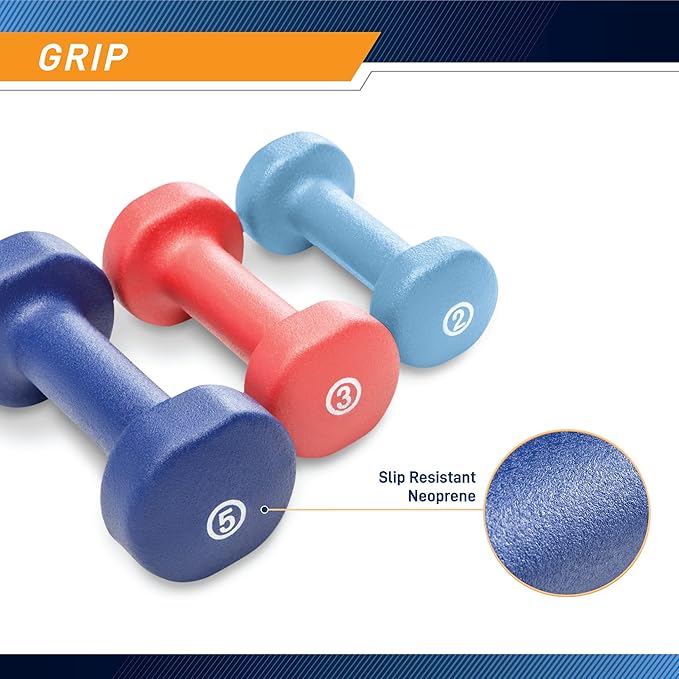 Marcy Neoprene Dumbbell Set (3 Pairs) with Carrying Case
