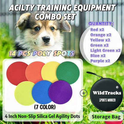 14 Pcs Non Slip Agility Markers Poly Spots, 4 inches Floor Dots Spot Markers for Gym,PE Equipment,Rubber Circles Multiple Color Sports Markers