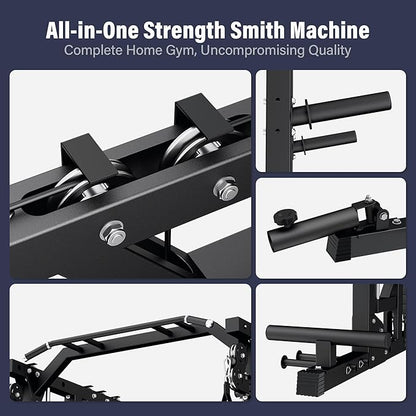 Major Fitness Drone2 Advanced Training Smith Machines– All-in-One Home Gym Squat Rack with Aluminum Pulley Set , Weight Bar, Dual LAT Pull-Down Systems & Cable Crossover Machine for Full-Body Workouts