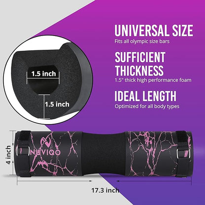 Barbell Pad Squat Pad for Lunges and Squats - Hip Thrust Pad for Standard and Olympic Bars - Provides Cushion to Neck and Shoulders While Training