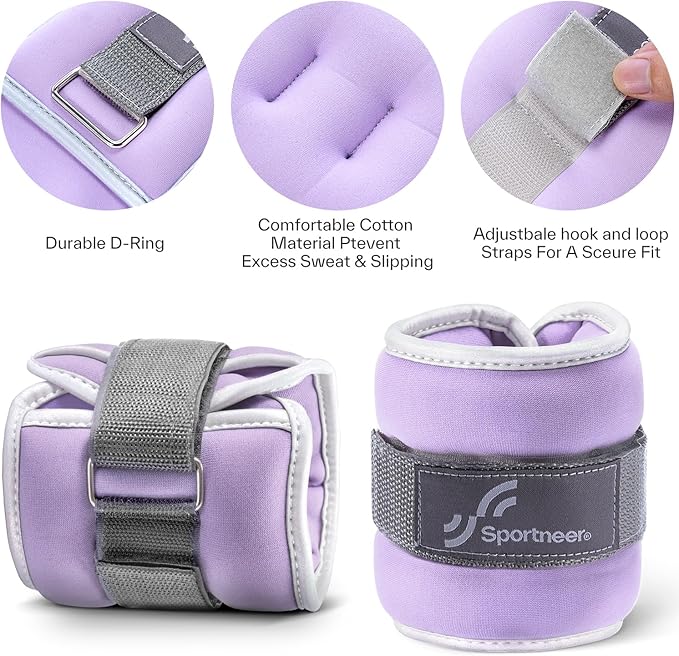 Sportneer Ankle Weights Wrist Weights Pair of 1/2/4/6/10 LBS for Men Women Kids Strength Training Wrist and Ankle Weights Set with Reflective Strips for Dancing Running Walking Fitness Workout Gym