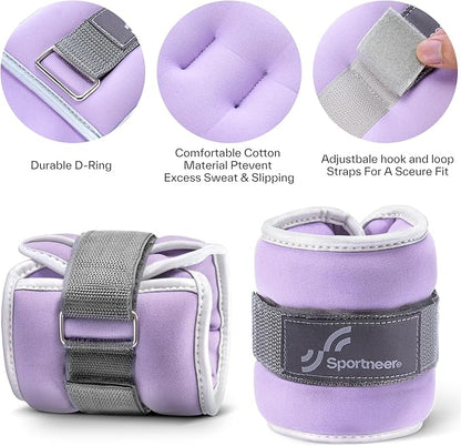 Sportneer Ankle Weights Wrist Weights Pair of 1/2/4/6/10 LBS for Men Women Kids Strength Training Wrist and Ankle Weights Set with Reflective Strips for Dancing Running Walking Fitness Workout Gym