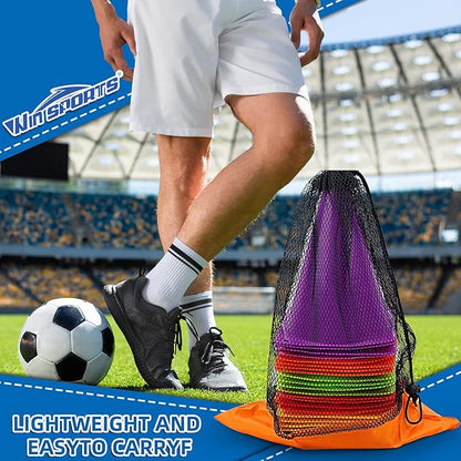 Training Plastic Traffic Cones Set - Indoor Outdoor and Festive Events Agility Cones,Sports Soccer Flexible Cone Sets,Sports Equipment for Kids (Multicolor,24 Pack,7 Inch)