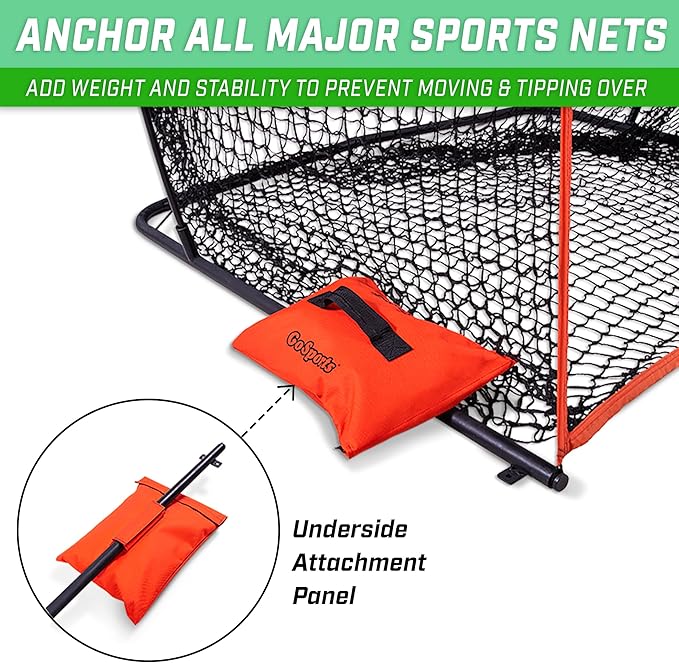 GoSports Sports Net Sandbags Set of 4 Weighted Anchors for Baseball Nets, Soccer Goals, Golf Nets, Football Nets, Hockey Nets and More