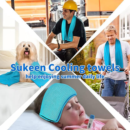 Sukeen Cooling Towels(40"x12") for Neck & Head, Soft Breathable Chilly Towel for Yoga, Golf, Gym, Camping, Running, Workout & More Activities