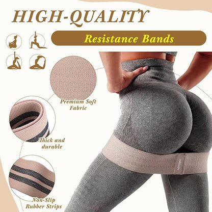 10 Pcs Resistance Bands for Workout Fabric Exercise Bands for Legs and Butt Glutes Workout Band for Women Men Yoga, Pilates, Fitness