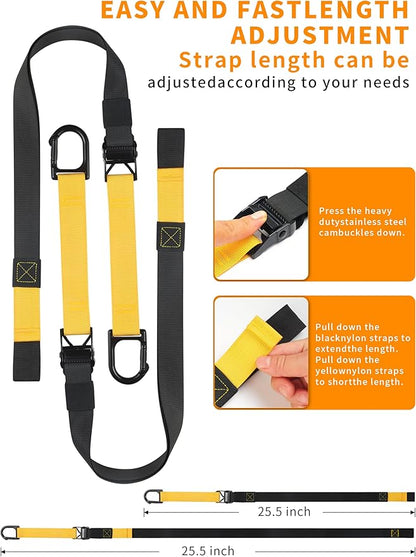Home Resistance Training Kit, Suspension Trainer Exercise Straps with Handles for Full-Body Workout with 5 Resistance Bands, 1 Carrying Bag and 1 Door Anchor for Home Gym Equipment or Outdoor Workouts