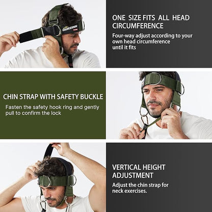 【GurZinn】 Neck Harness Trainer - Adjustable 40" (100cm) Heavy Duty Rope & Neoprene Padding | Improve Neck Strength & Reduce Neck Pain | Gym & Home Use