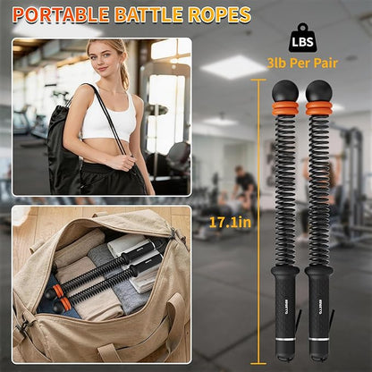 Ropeless Battle Ropes Adjustable Weight, Portable Cordless Battle Ropes for Home Gym with Storage Bag, High Calorie Burn for Men & Women, Fitness Equipment for HIIT & Low-Impact Aerobic Training