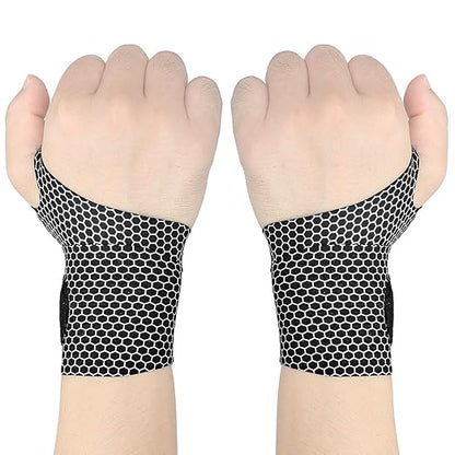 YUNYILAN 2 Pcs Ultra-Thin Wrist Brace Support for Carpal Tunnel, Pain Relief, Arthritis, Tendonitis, Elastic Wrist Wraps Right and Left Hands - Compression and Support for Fitness (Black)