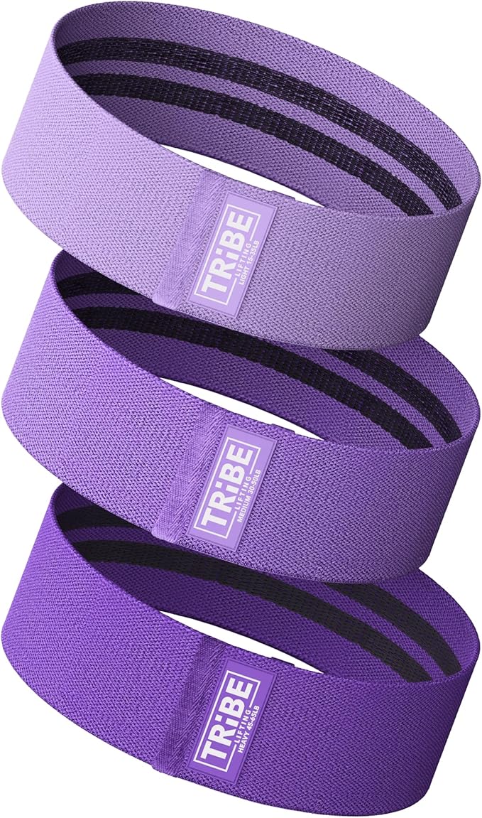 Tribe Lifting Fabric Resistance Bands for Legs - Workout Bands Resistance Bands for Men and Women - Booty Bands for Working Out - Exercise Bands Resistance Bands Set - Elastic Bands for Exercise