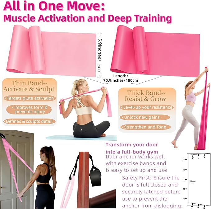 Women Glute Workout Equipment Set, Ankle Resistance Bands with Cuffs Long Yoga Resistance Bands Socks & Bag, Glute Sculpting at Home Set for Gym Equipment Pilates Kit