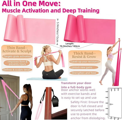 Women Glute Workout Equipment Set, Ankle Resistance Bands with Cuffs Long Yoga Resistance Bands Socks & Bag, Glute Sculpting at Home Set for Gym Equipment Pilates Kit