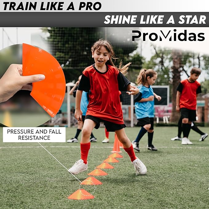 Disc Soccer Cones for Training Kids - 200,100,50 Small Plastic Cones for Sports Training - Flexible Conos for Soccer Practice Equipment, Basketball & Football Drills Equipment