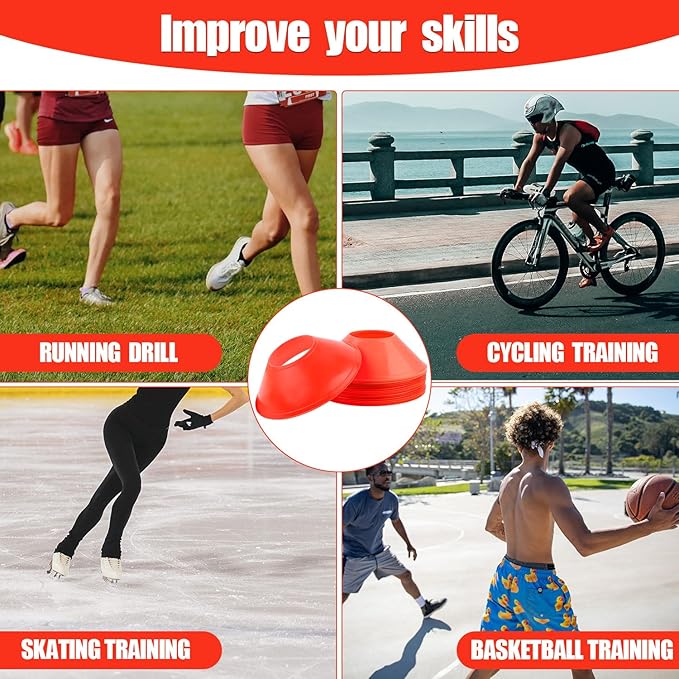 25pcs Soccer Cones for Sports Training, Mini Football Cones & Mesh Bag Flexible Agility Cones Premium Training Cones for Basketball Football Running Drills Sports Games Skating Kids