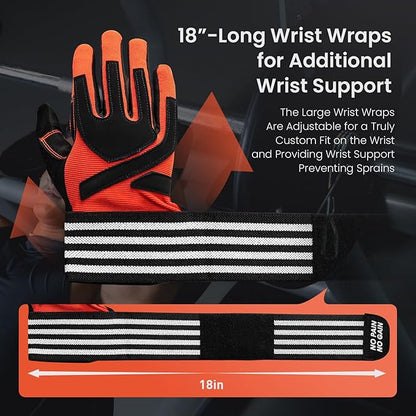 FINGER TEN Weightlifting Workout Gloves Full Half Finger with Wrist Strap Support, Padded Grip for Weight Lifting Gym Fitness Exercise Training Men Male